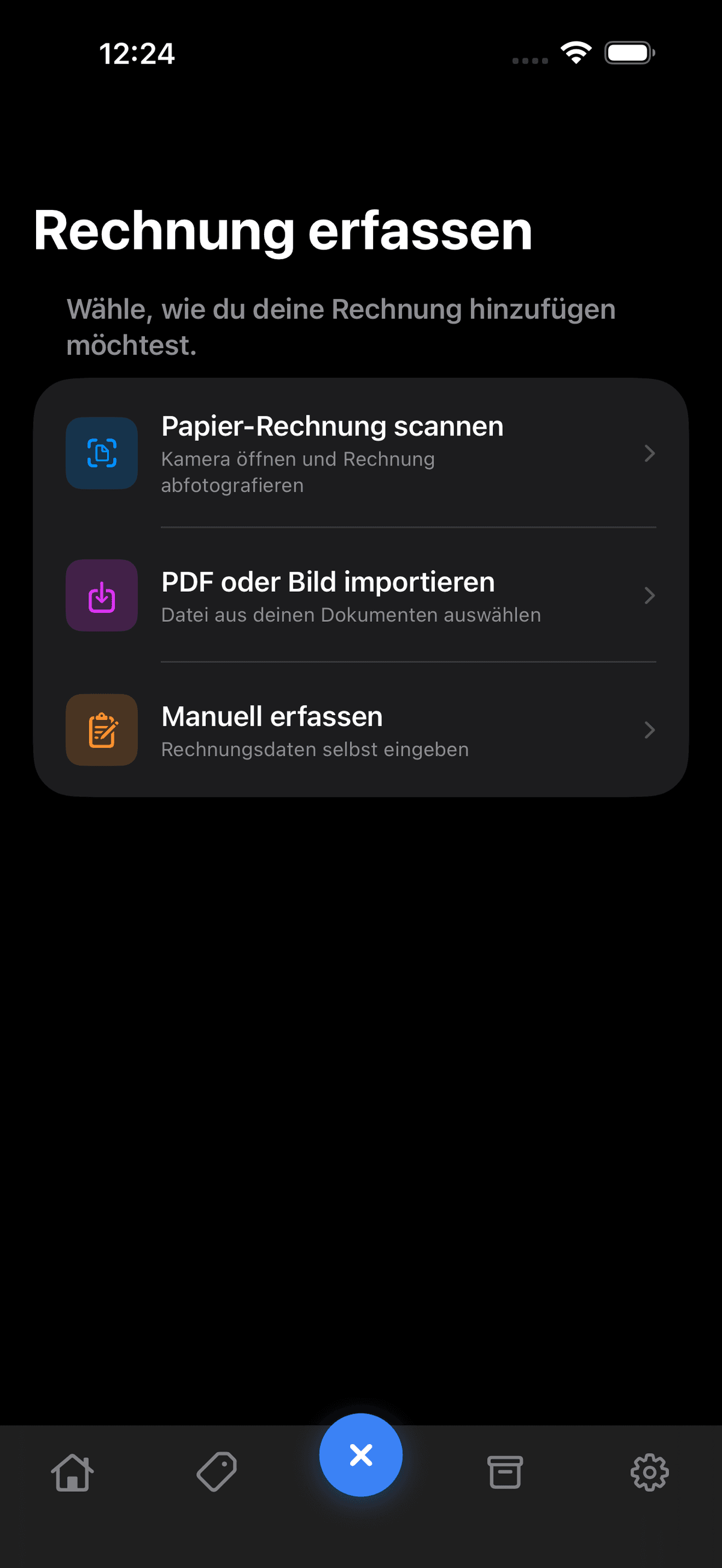 BillWing App — OCR-Texterkennung mit Dokumentenscanner